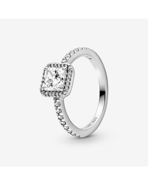 Pandora Metallic Square Sparkle Halo Ring