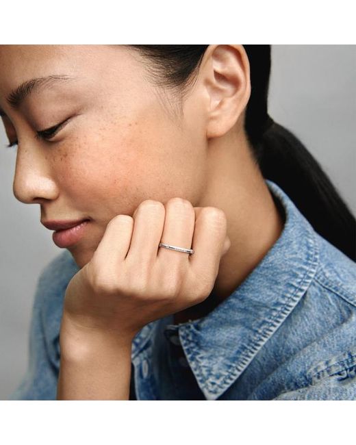 Pandora Metallic Simple Sparkling Band Ring