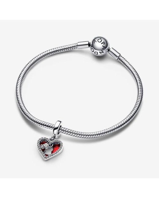 Pandora Red Heart & Keyhole Double Dangle Charm