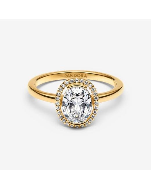 Pandora Metallic Oval Sparkling Halo Ring