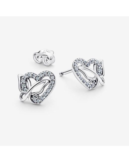 Pandora Metallic Entwined Heart & Butterfly Stud Earrings