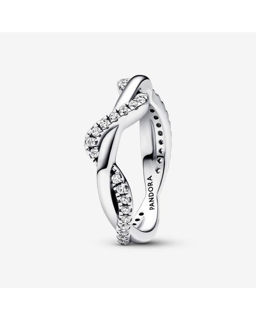 Pandora Metallic Sparkling Intertwined Wave Ring