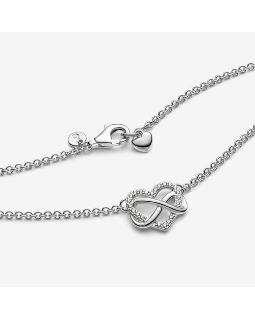 Pandora Metallic Sparkling Infinity Heart Collier Necklace