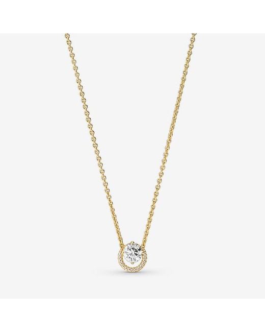 Pandora Metallic Sparkling Round Halo Pendant Collier Necklace