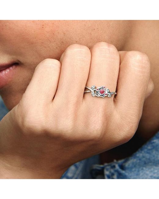 Pandora White Disney Beauty And The Beast Rose Ring
