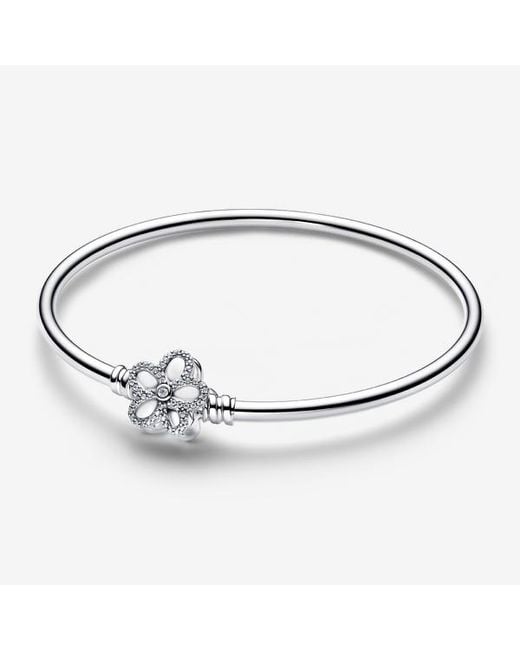 Pandora Metallic Pavé Flower Bangle