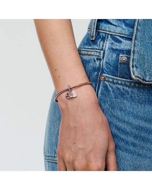 Pandora Pink Moments 14k Rose Gold-plated And Sterling Silver Sparkling Infinity Heart Dangle Charm For Bracelet