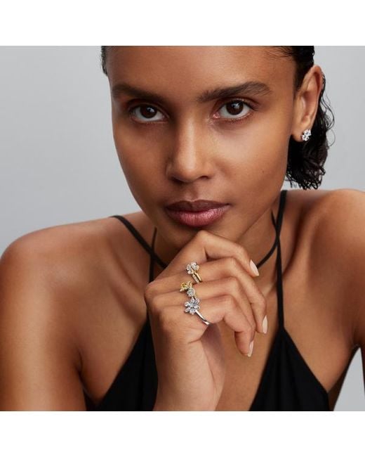 Pandora Metallic Sparkling Lucky Clover Splittable Ring