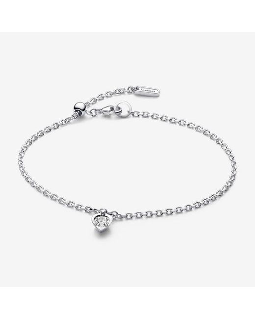 Pandora Metallic Talisman Sterling Lab-Grown Diamond Heart Chain Bracelet