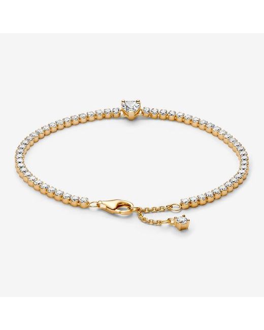 Pandora Metallic Sparkling Heart Tennis Bracelet