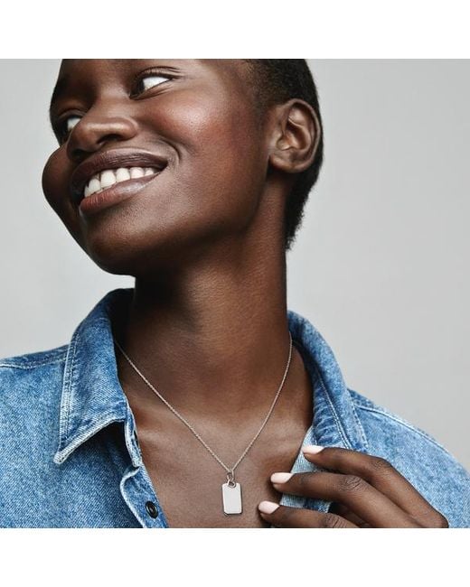 Pandora White Engravable Rectangle Tag Pendant