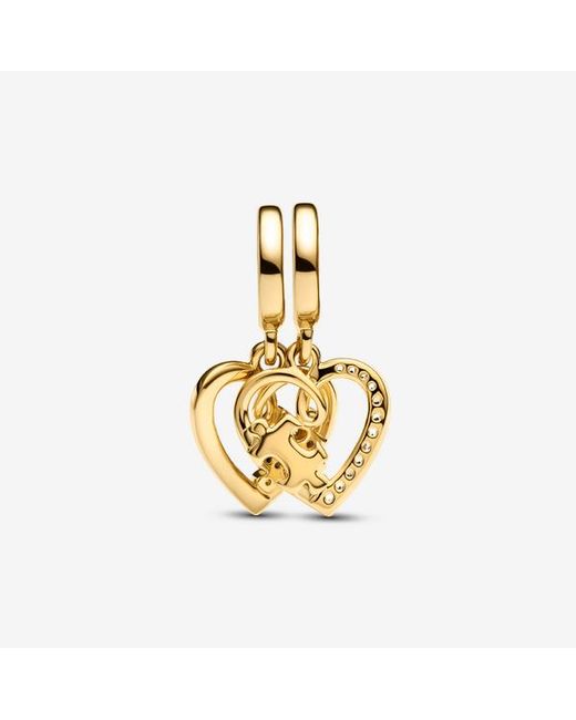 Pandora Metallic Splittable Puzzle Piece Hearts Dangle Charm
