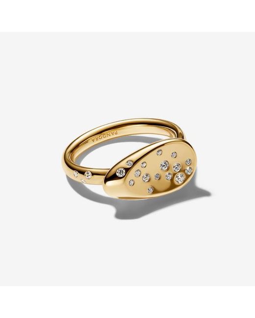 Pandora Metallic Medium Stone-Set Oval Signet Ring