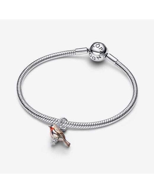 Pandora White Robin Dangle Charm
