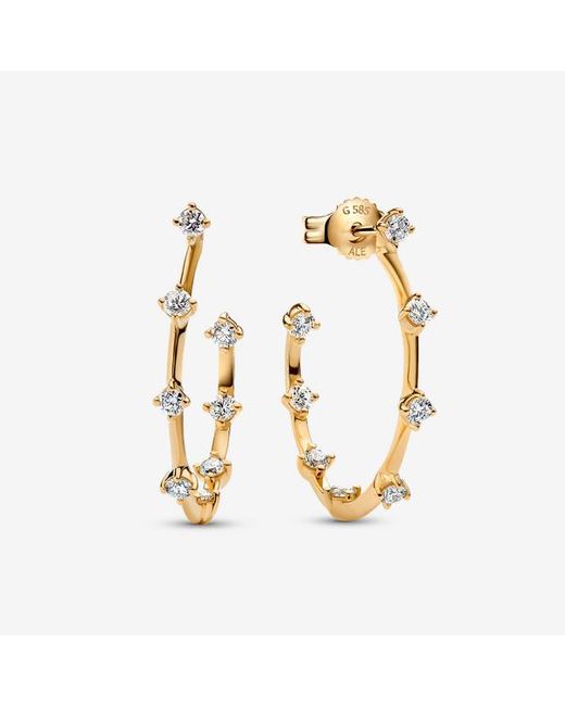 Pandora Metallic Era Lab-Grown Diamond Station Hoop Earrings