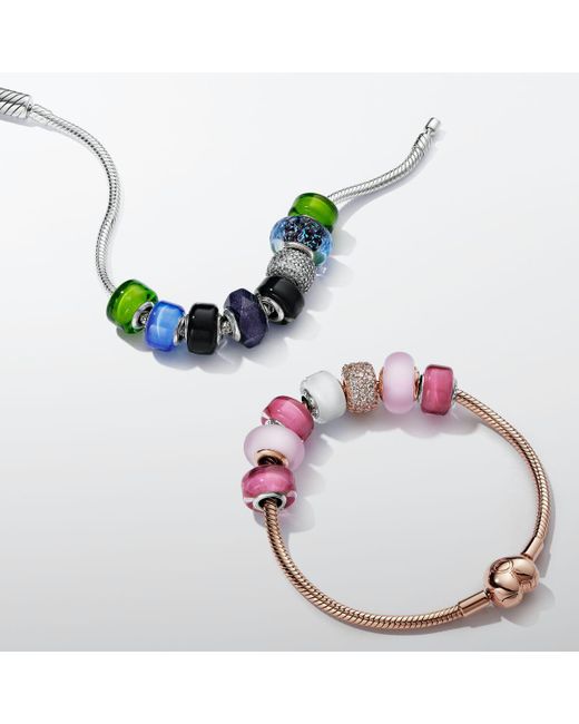 Pandora Metallic Moments Heart Clasp Snake Chain Bracelet