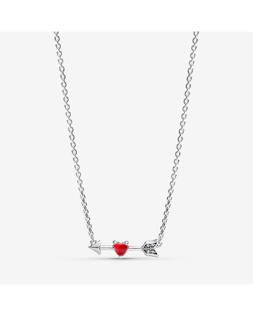Pandora Metallic Arrow & Murano Glass Heart Necklace