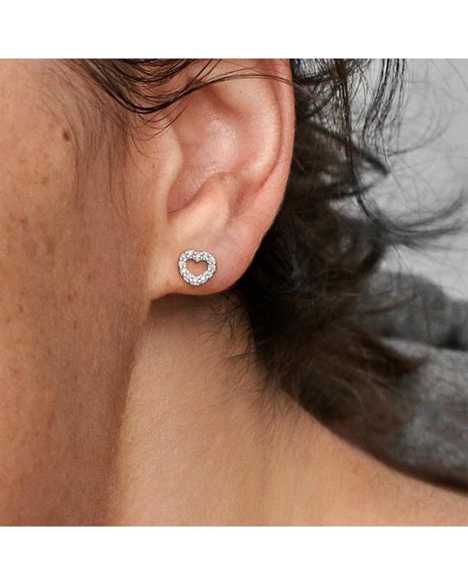 Pandora White Open Heart Stud Earrings