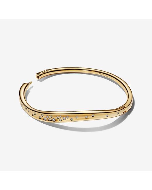Pandora Metallic Organically Shaped Stone-Set Bangle