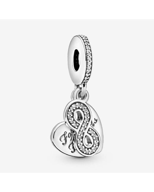 Pandora White Forever Friends Heart Dangle Charm