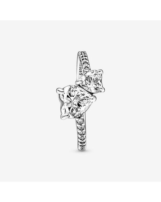 Pandora Metallic Double Heart Sparkling Ring