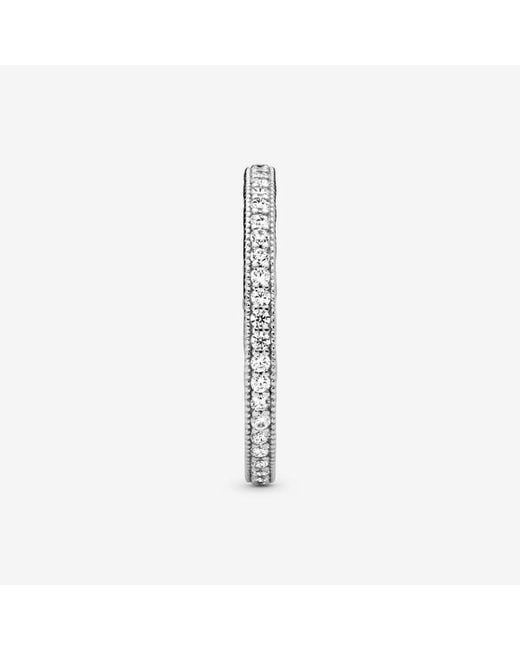 Pandora Metallic Signature Sterling Silver Sparkle And Hearts Cubic Zirconia Ring