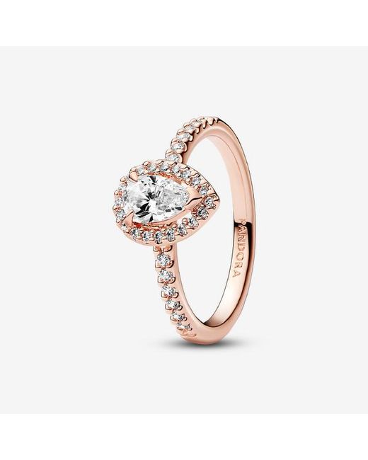 Pandora Metallic Sparkling Pear Halo Ring
