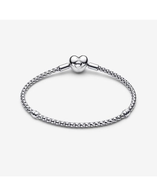 Pandora Metallic Heart Clasp Studded Chain Bracelet
