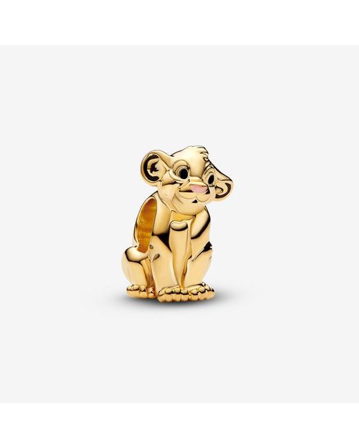 Pandora Metallic Disney The Lion King Simba 14k Gold-plated Charm With Black And Pink Enamel
