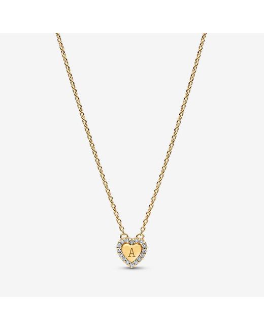 Pandora Metallic Engravable Heart Halo Collier Necklace