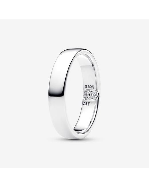 Pandora White Engravable Classic Band Ring