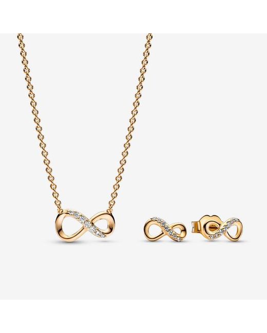 Pandora Sprankelende Infinity Ketting- En Oorbellenset in het Metallic