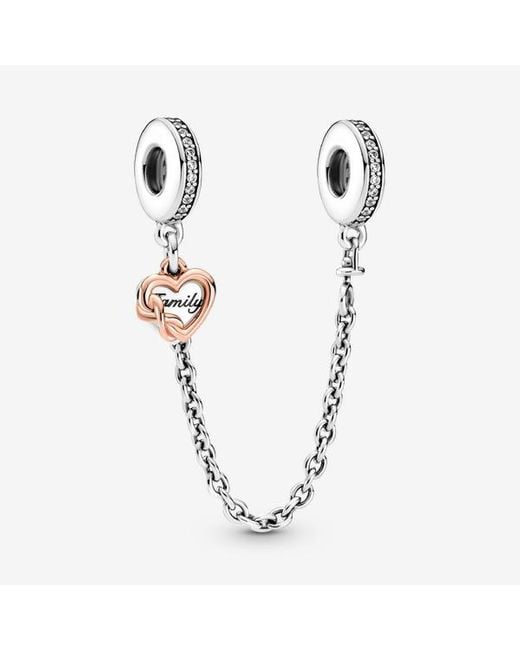 Pandora Metallic Family Heart Safety Chain Charm
