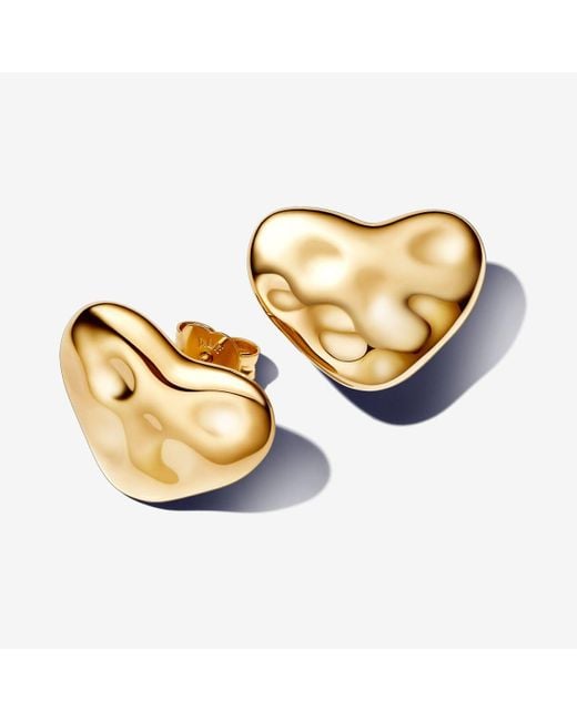 Pandora Metallic Heart 14k Gold-plated Stud Earrings