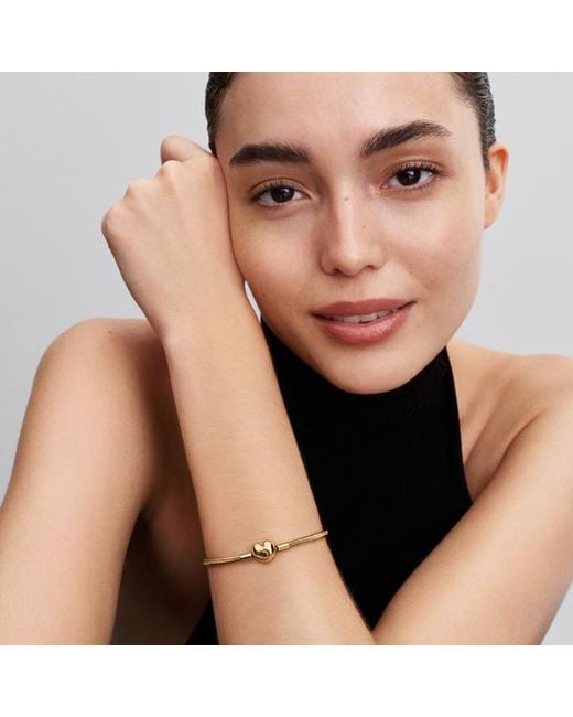 Pandora Metallic Moments Heart Clasp Snake Chain Bracelet