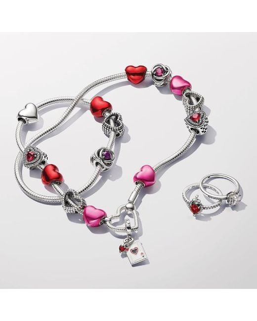 Pandora Metallic Heart Closure Snake Chain Necklace