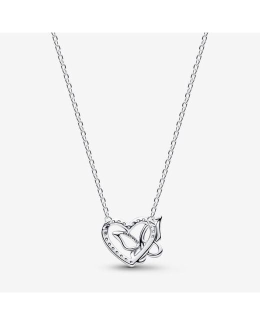 Pandora Metallic Entwined Heart & Butterfly Pendant Necklace