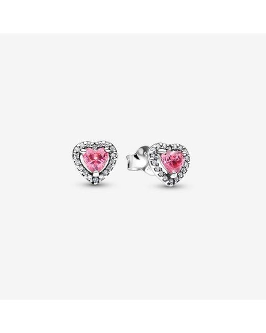 Pandora Pink Elevated Heart Stud Earrings