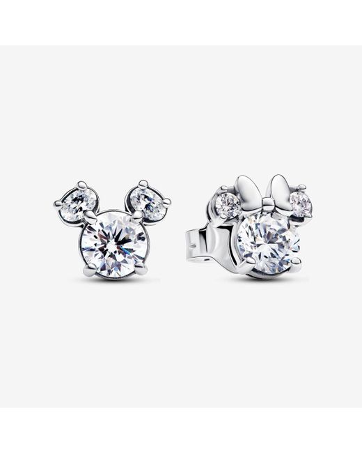 Pandora Metallic Disney Mickey Mouse & Minnie Mouse Sparkling Stud Earrings