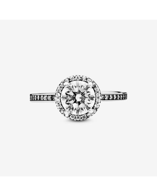 Pandora Metallic Moments Sterling Silver Clear Heart Solitaire Ring