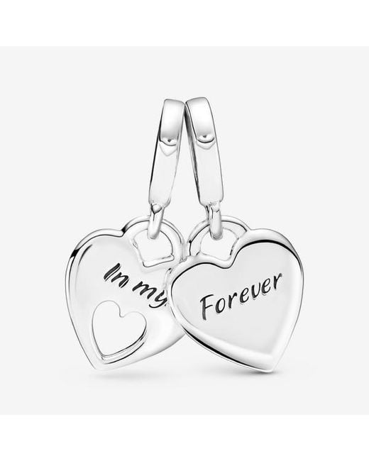 Pandora White Double Heart Split Dangle Charm