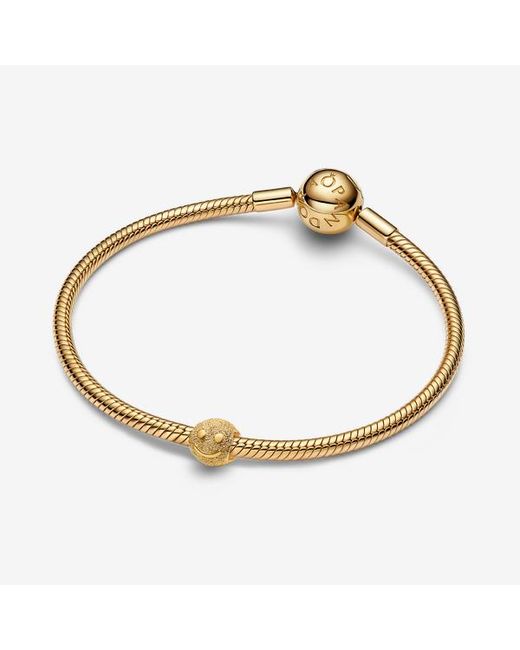 Pandora Metallic Textured Happy Face Mini Charm