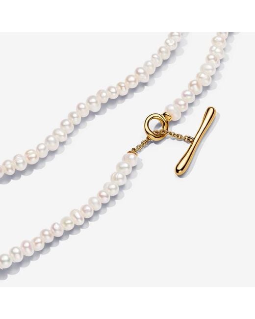 Pandora Metallic Treated Freshwater Cultured Pearls T-bar Collier Necklace
