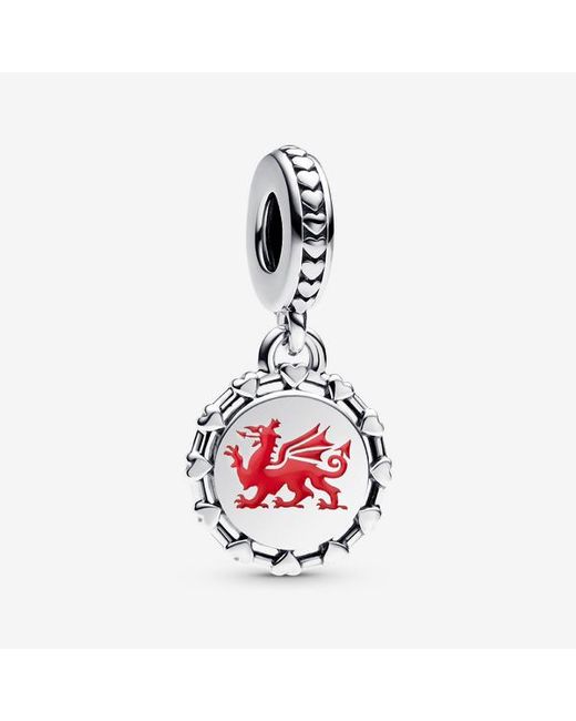 Pandora White Engravable Welsh Dragon Dangle Charm