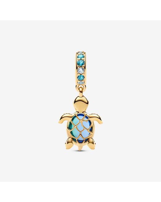 Pandora Blue Sea Turtle Murano Glass Dangle Charm