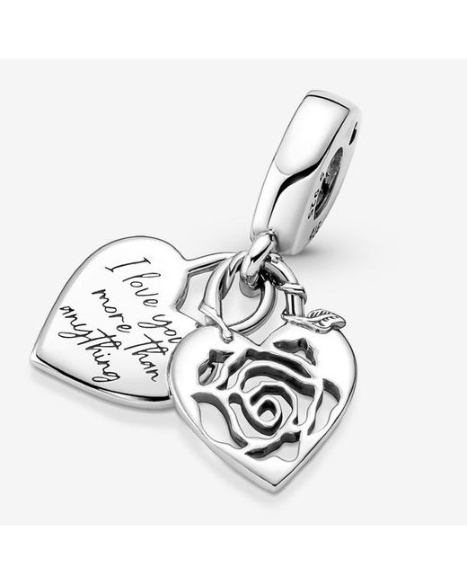 Pandora White Rose Heart Padlock Dangle Charm