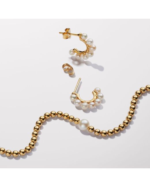 Pandora Metallic Treated Freshwater Cultured Pearls Open Hoop Earrings