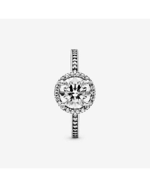 Pandora Metallic Moments Sterling Silver Clear Heart Solitaire Ring