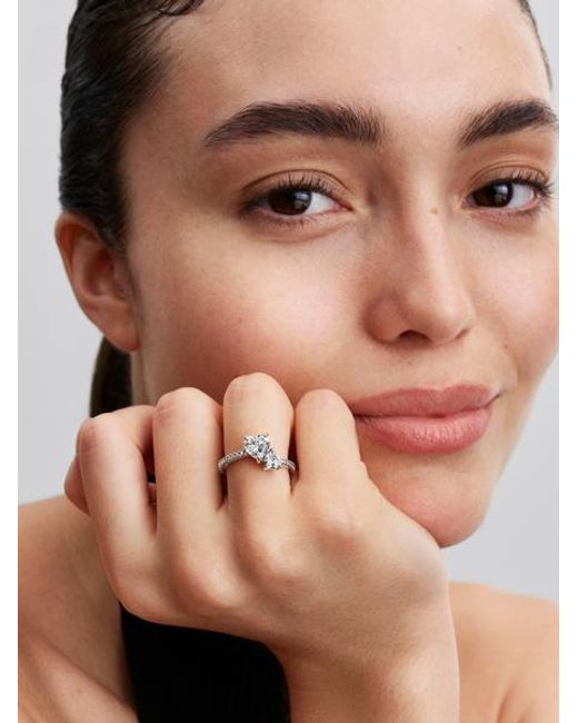 Pandora Metallic Double Heart Sparkling Ring