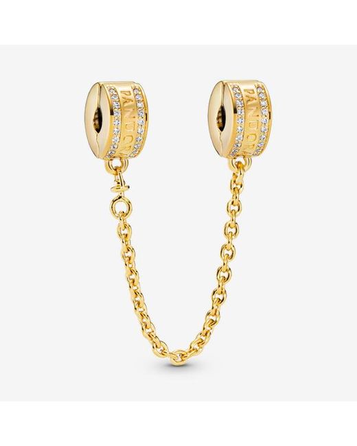 Pandora Metallic Logo Safety Chain Clip Charm